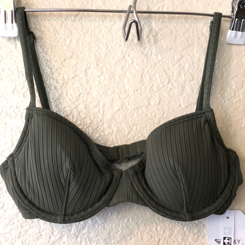 New Roxy Green Bikini Bathing Suit Top XS